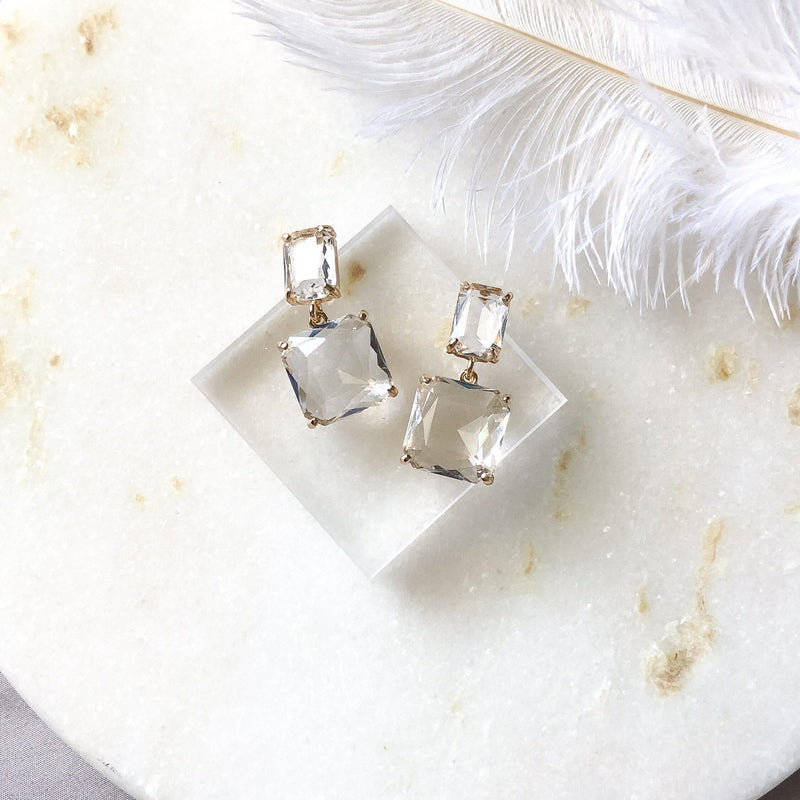 Squared Glass Gem Earrings - Now in SILVER too! - The Songbird Collection 