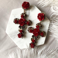 Cruz con Rosas Cross Earrings - LOW STOCK!! - The Songbird Collection 