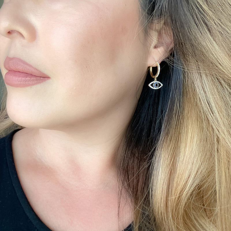 Blue Eye Huggies-Earrings-The Songbird Collection