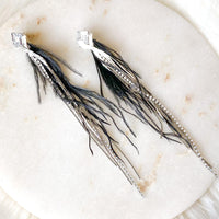 Feather & Rhinestone Duster Earrings - The Songbird Collection 