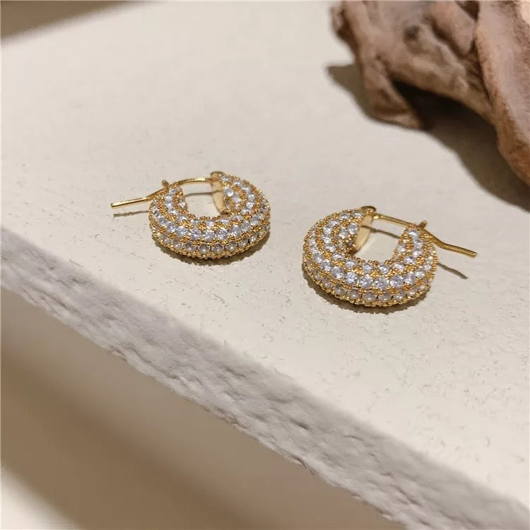 Ella Crystal Studded Hoop Earrings-Earrings-The Songbird Collection