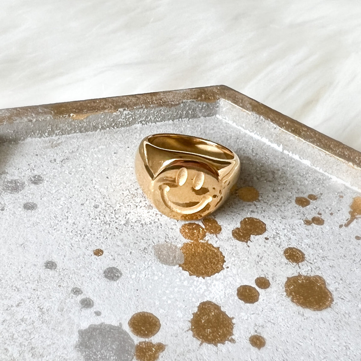 Be Happy Signet Ring-Rings-The Songbird Collection