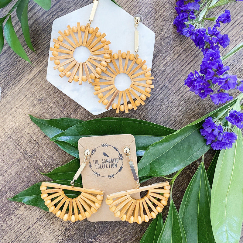 Costa Rica Wooden Statement Earrings - 7 LEFT - The Songbird Collection 