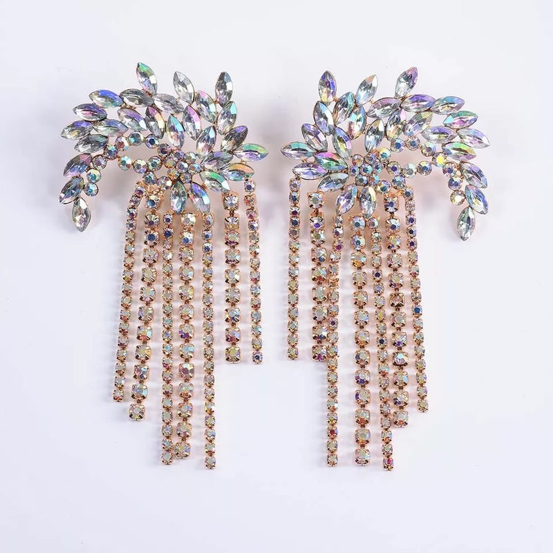 Fireworks Rhinestone Tassel Earrings - 2 Color Choices! - The Songbird Collection 