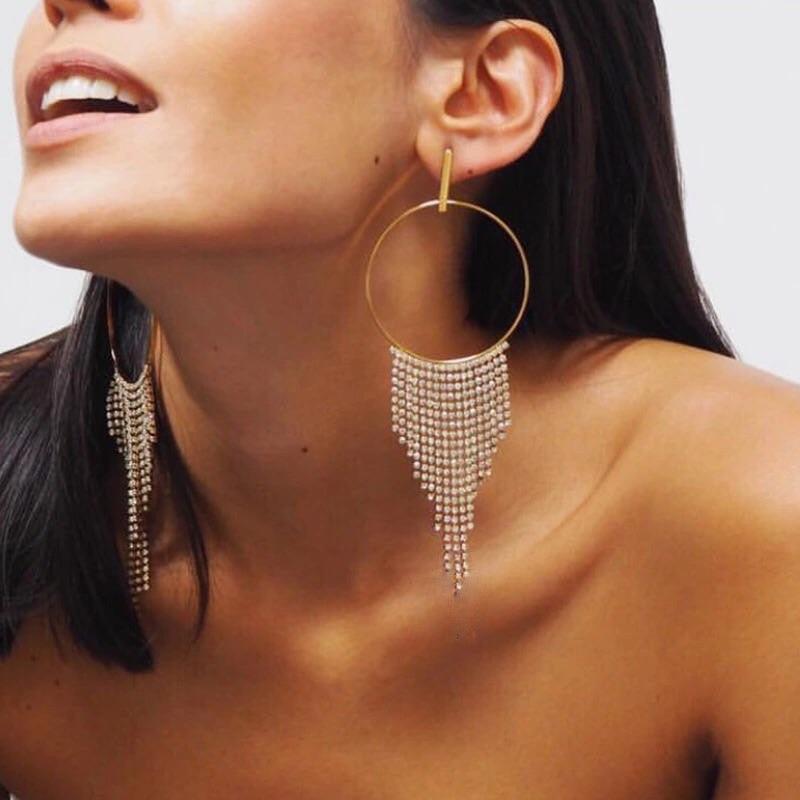 RiRi Rhinestone Hoop + Tassel Earrings - The Songbird Collection 
