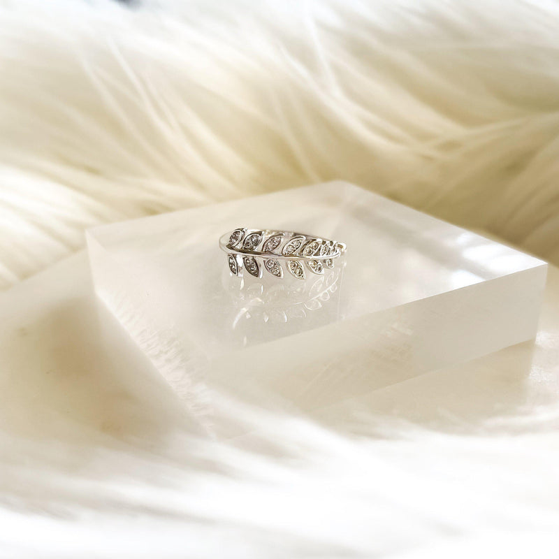 Bejeweled Vine Leaves Ring-Rings-The Songbird Collection