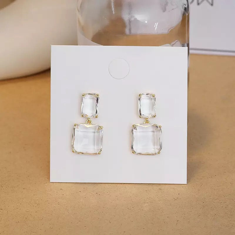 Squared Glass Gem Earrings - Now in SILVER too! - The Songbird Collection 