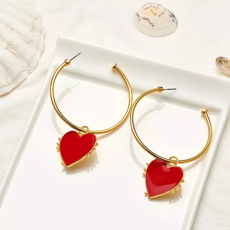 Red Heart Hoop Earrings - 2 Styles! - The Songbird Collection 