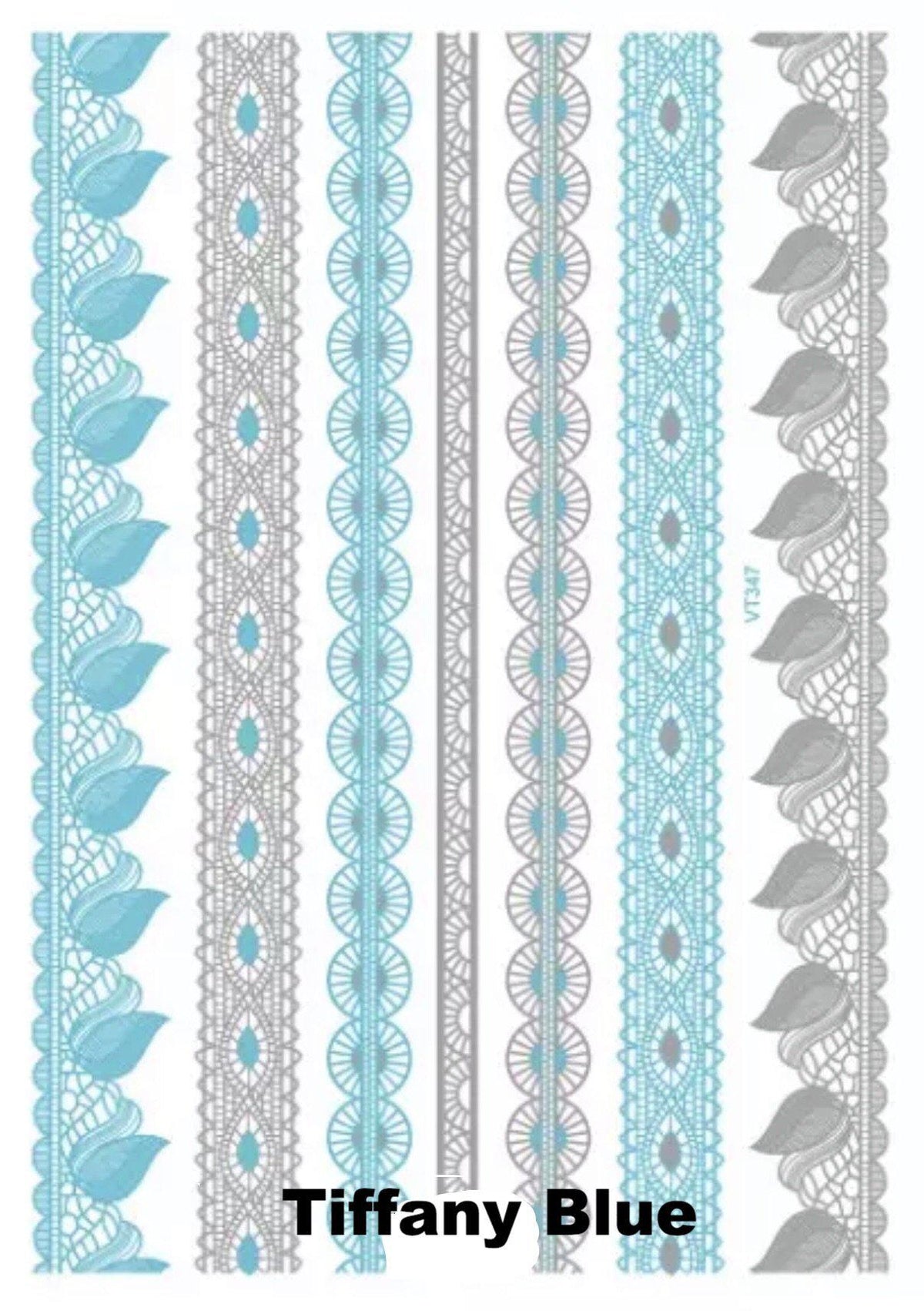 Colored Metallic Temporary Tattoos - 4 Designs of Lines and Stripes - The Songbird Collection 