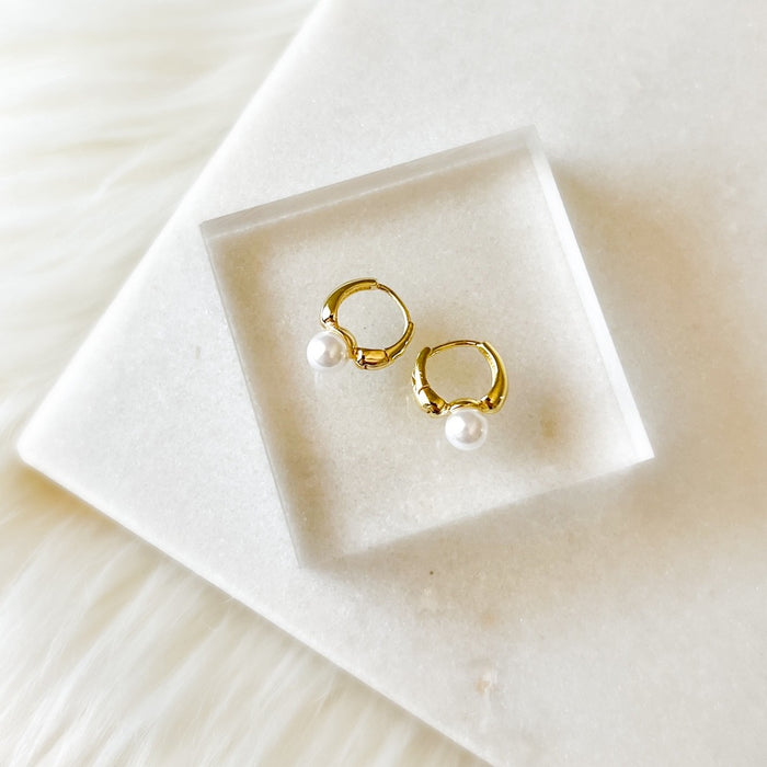 Amara Mini Pearl Huggies-Earrings-The Songbird Collection