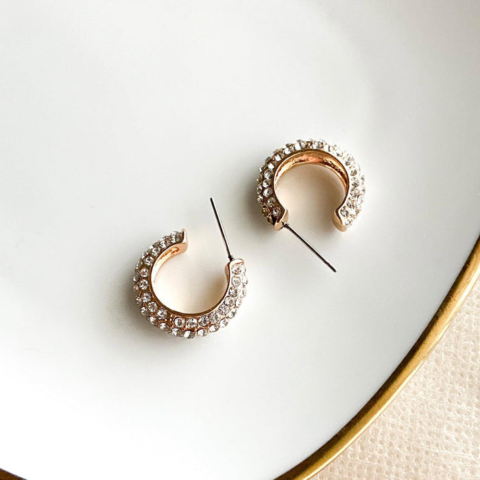 Stella Rhinestone Studded Hoop Earrings-Earrings-The Songbird Collection