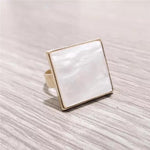 Pearlescent Ivory Square Ring - 7 LEFT! - The Songbird Collection 