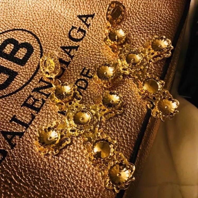 Golden Opulence Cross Earrings - 13 LEFT!! - The Songbird Collection 