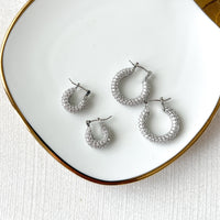 Ella Crystal Studded Hoop Earrings-Earrings-The Songbird Collection