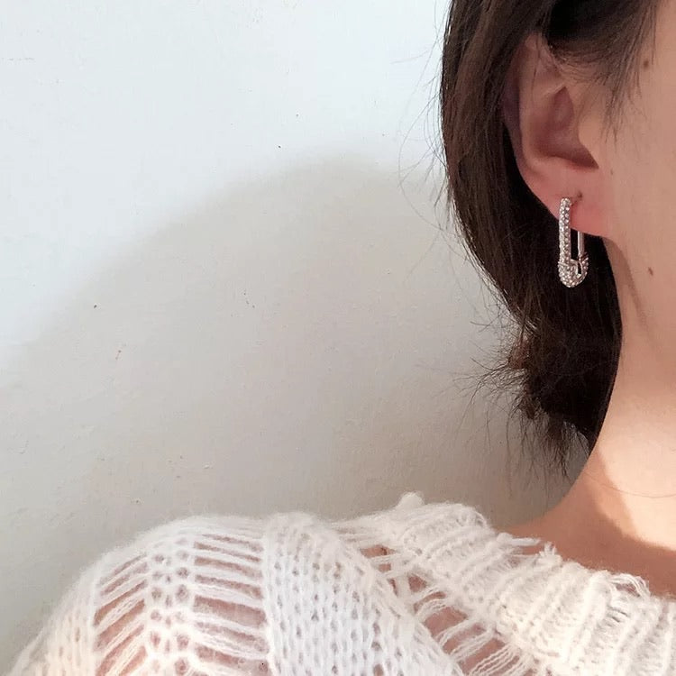 Glitz Safety Pin Earrings - As Seen on Celebrities! - The Songbird Collection 