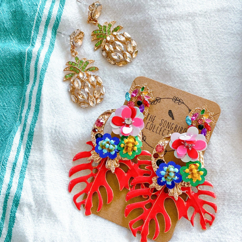 Caribbean Palm Leaf Earrings - 4 Colors LOW STOCK!! - The Songbird Collection 