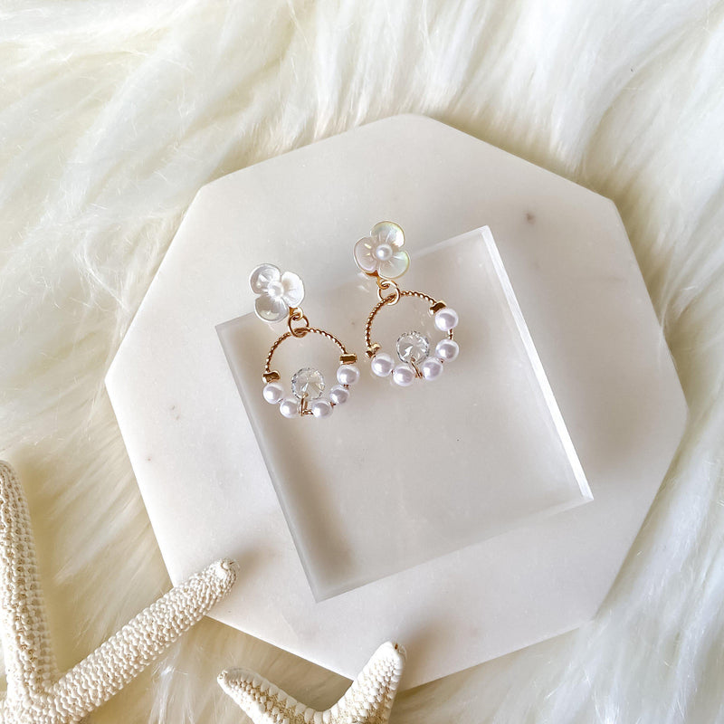 Rejoice Pearl & Flower Earrings - The Songbird Collection 