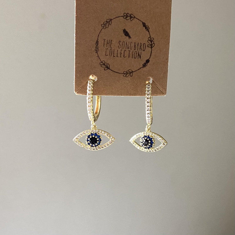 Blue Eye Huggies-Earrings-The Songbird Collection