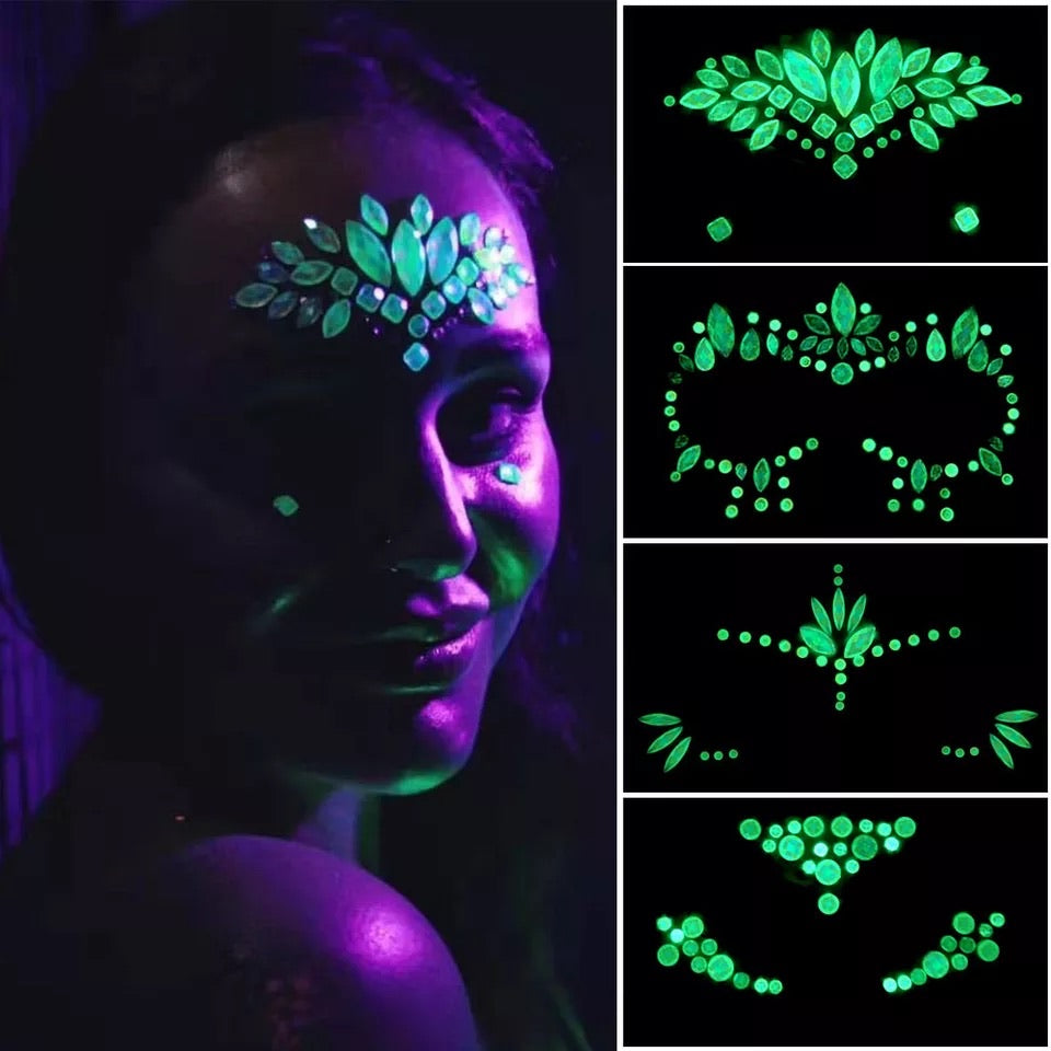 Glow in the Dark Face Gems - 14 NEW Designs for 2020! - The Songbird Collection 