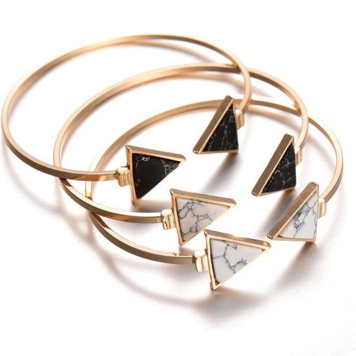 Marble Triangle Bracelet - Gold and Silver - LAST CHANCE! - The Songbird Collection 
