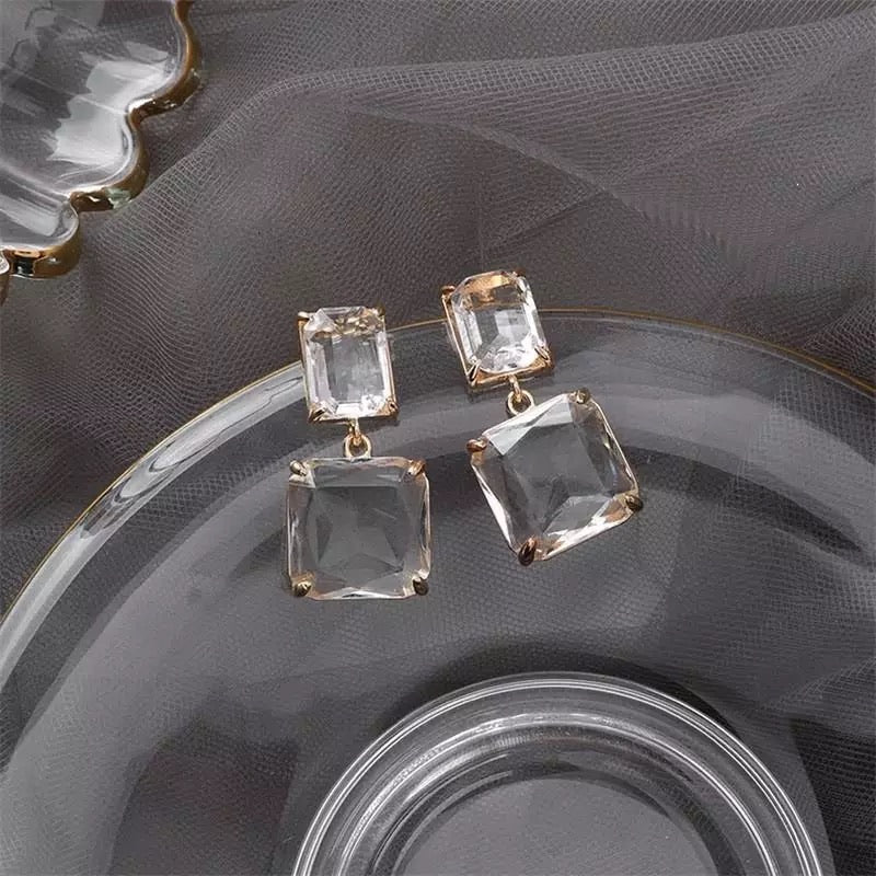 Squared Glass Gem Earrings - Now in SILVER too! - The Songbird Collection 