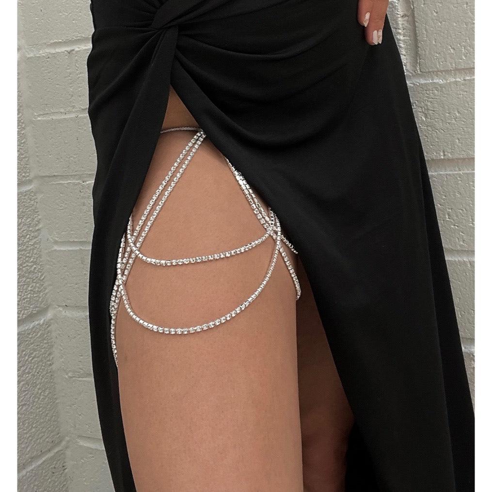 Rhinestone on sale leg chain