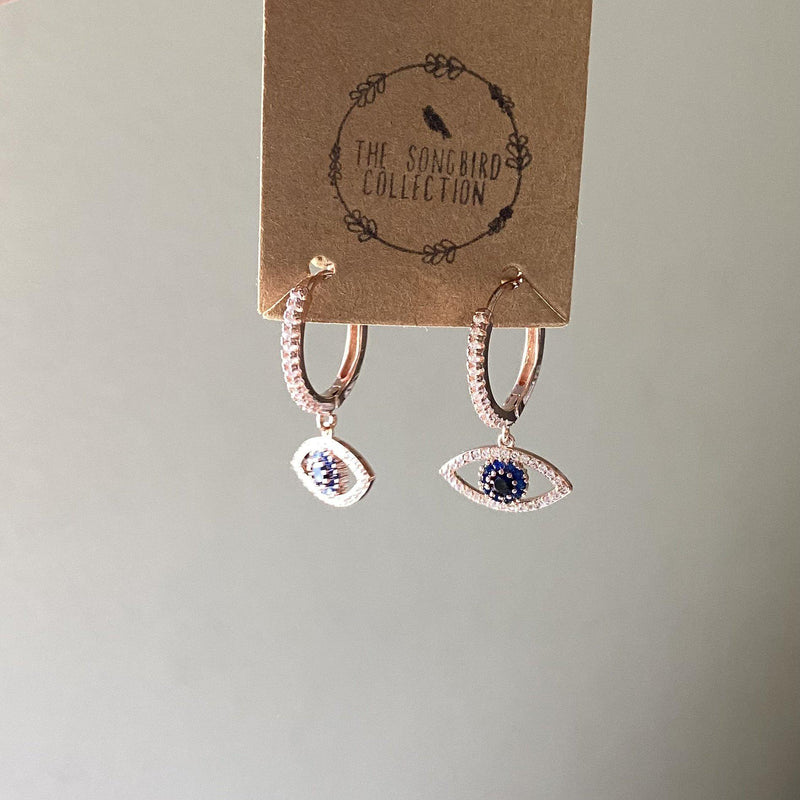 Blue Eye Huggies-Earrings-The Songbird Collection