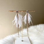 Feather & Rhinestone Duster Earrings - The Songbird Collection 