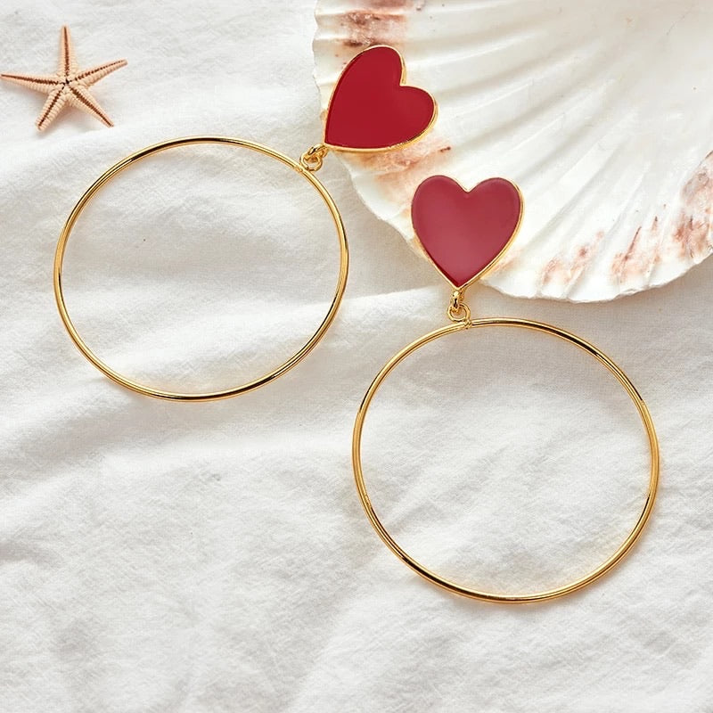 Red Heart Hoop Earrings - 2 Styles! - The Songbird Collection 