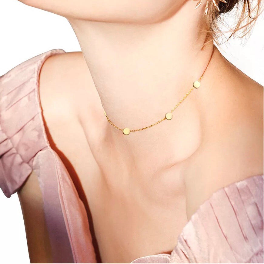 Circles or Stars Stainless Steel Choker Necklace - Low Stock! - The Songbird Collection 