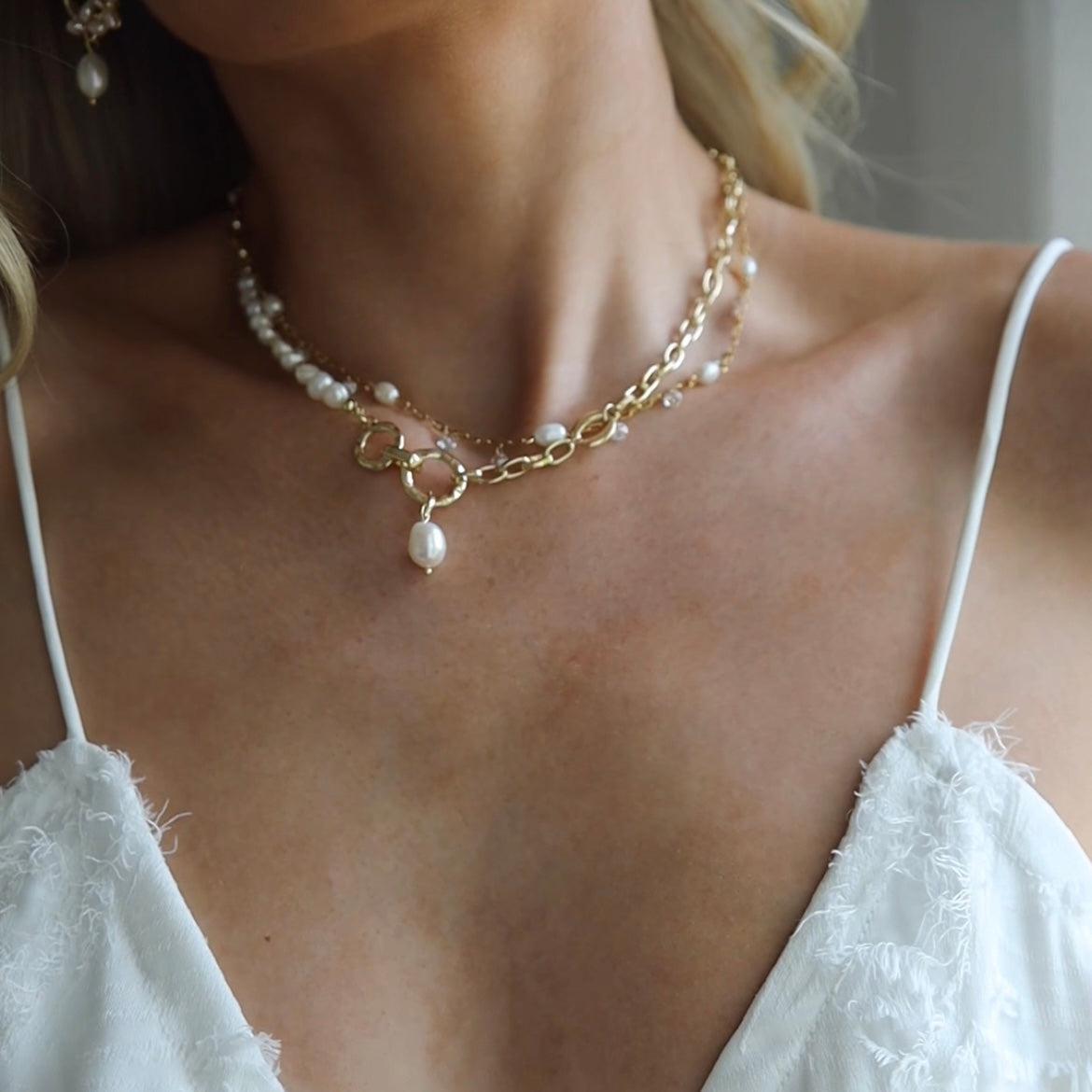 Amara Freshwater Pearl Necklace-Necklaces-The Songbird Collection