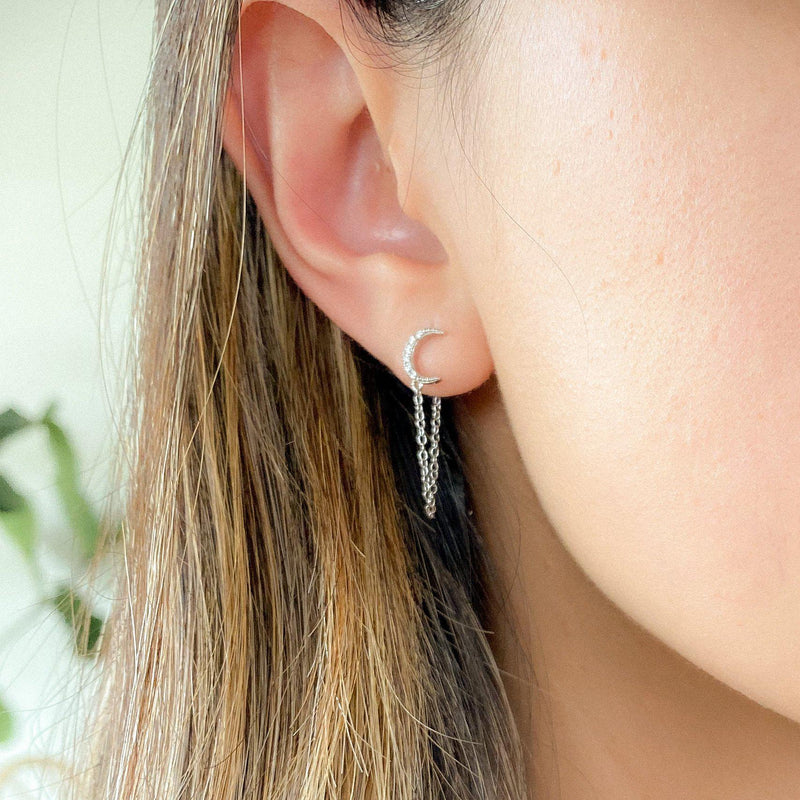 Cielo Chain Huggie Earrings-Earrings-The Songbird Collection