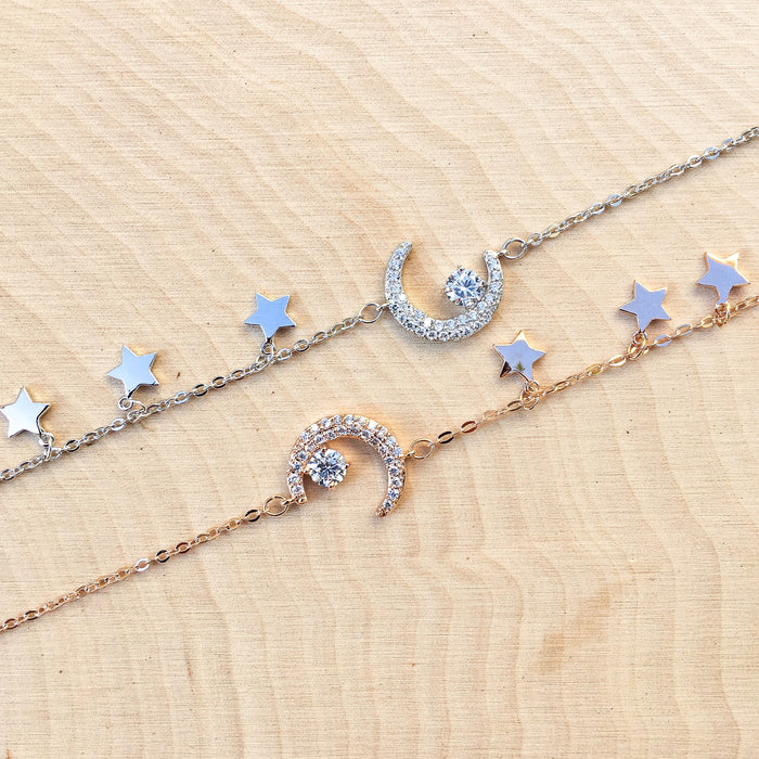 Moon and Stars Charm Bracelet - LOW STOCK! - The Songbird Collection 