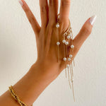 Chandelier Pearls Ear Cuff-Earrings-The Songbird Collection