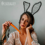 Black Lace Polka Dot Bunny Ear Headband -  4 LEFT - The Songbird Collection 