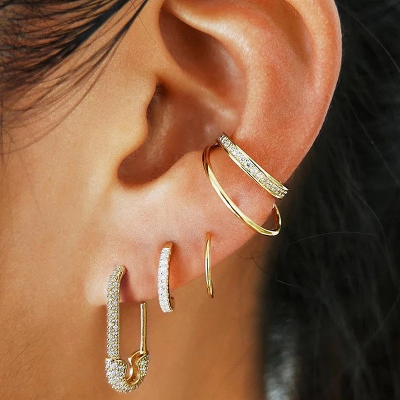 Glitz Safety Pin Earrings - As Seen on Celebrities! - The Songbird Collection 