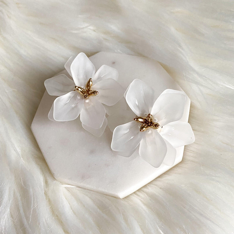 Dahlia Frosted Floral Earrings-Earrings-The Songbird Collection
