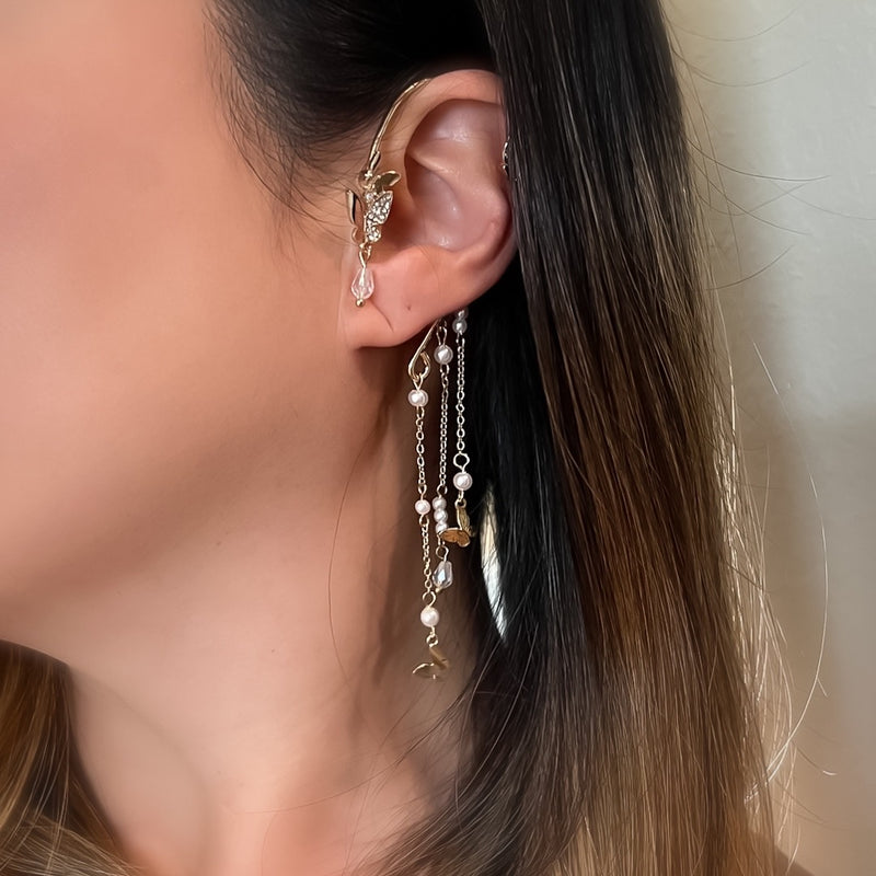 Butterfly and Pearls Ear Cuff