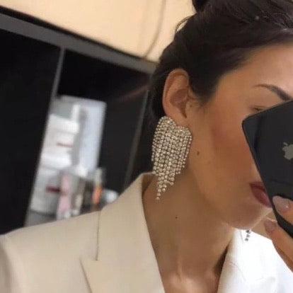 Rhinestone Heart Tassel Earrings - 4 Colors- LOW STOCK! - The Songbird Collection 