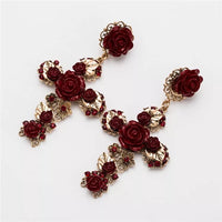 Cruz con Rosas Cross Earrings - LOW STOCK!! - The Songbird Collection 