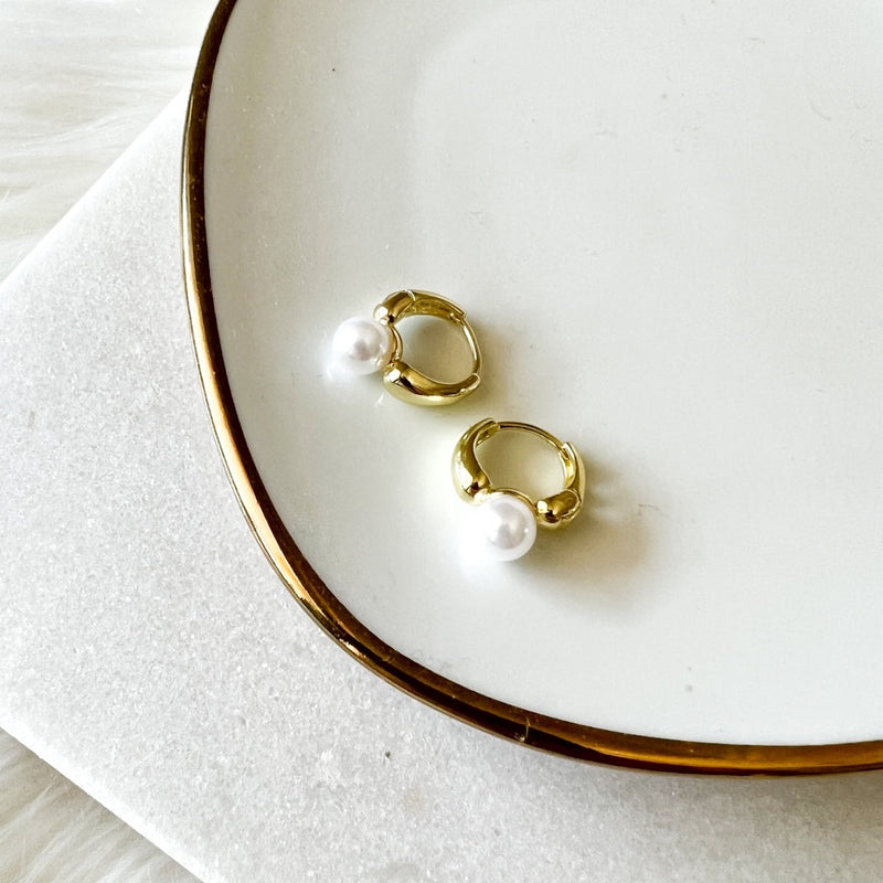 Amara Mini Pearl Huggies-Earrings-The Songbird Collection