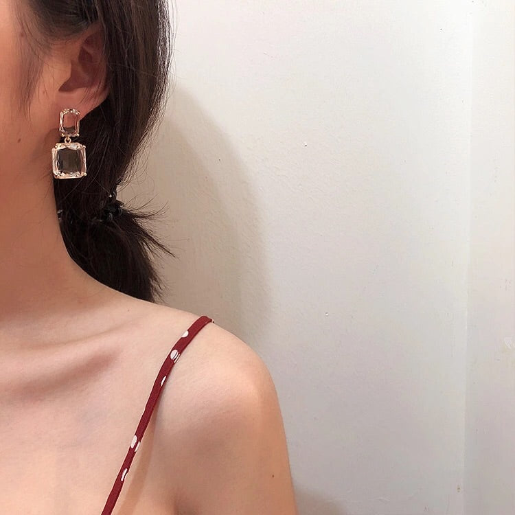 Squared Glass Gem Earrings - Now in SILVER too! - The Songbird Collection 