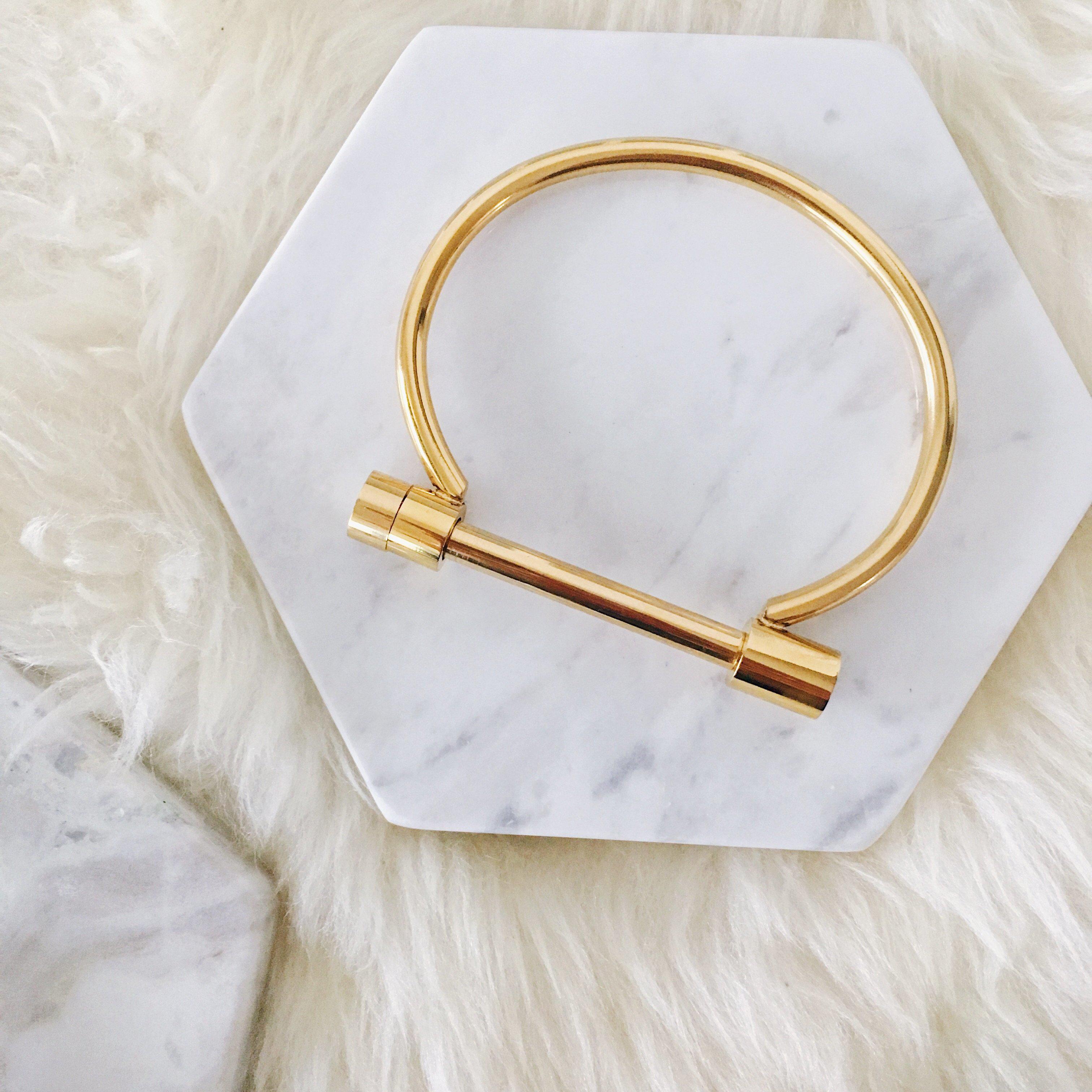 Sara Screw Cuff Rose Gold Plated