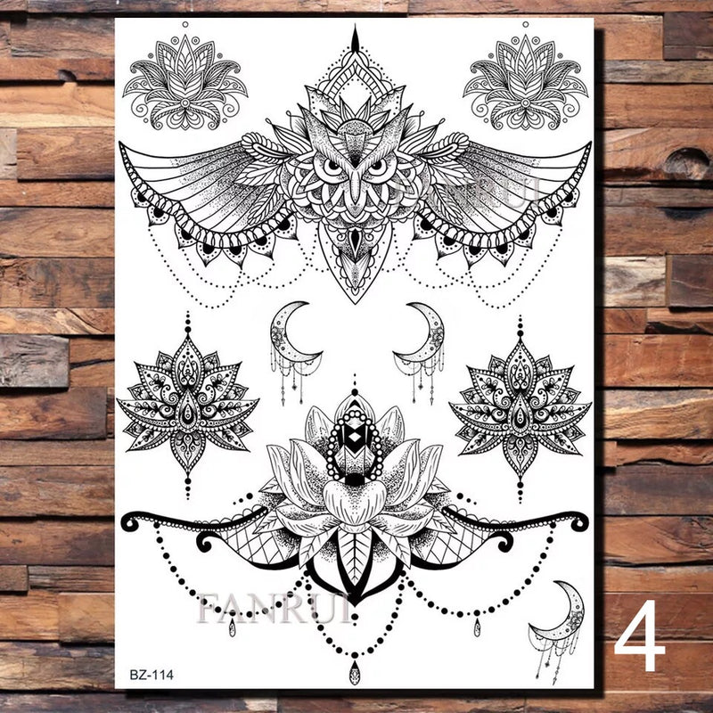 Bohemian Black Temporary Tattoos - 4 Designs! - The Songbird Collection 