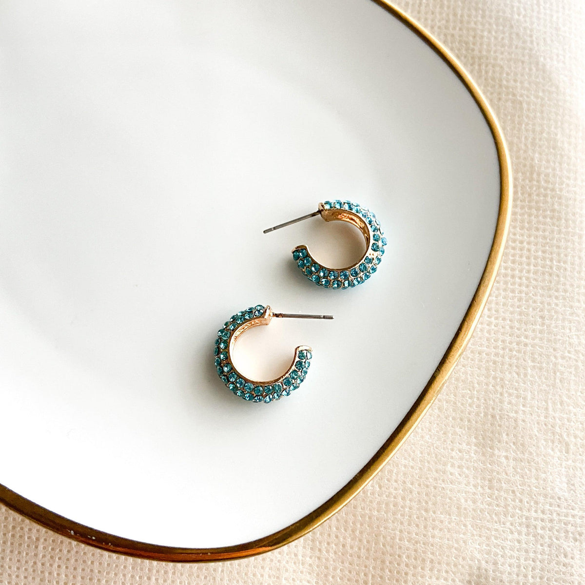 Stella Rhinestone Studded Hoop Earrings-Earrings-The Songbird Collection