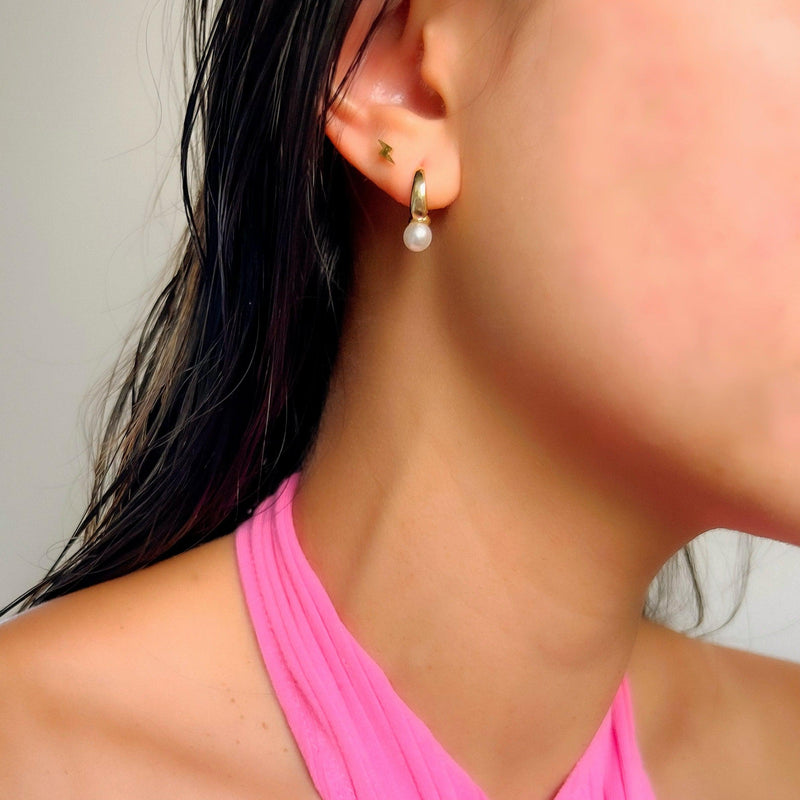 Amara Mini Pearl Huggies-Earrings-The Songbird Collection