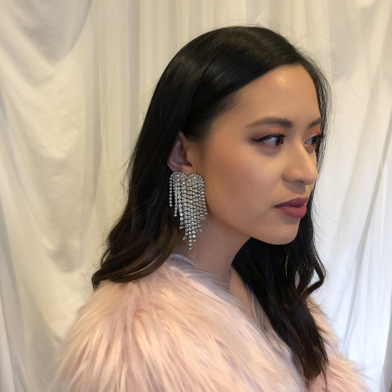 Rhinestone Heart Tassel Earrings - 4 Colors- LOW STOCK! - The Songbird Collection 