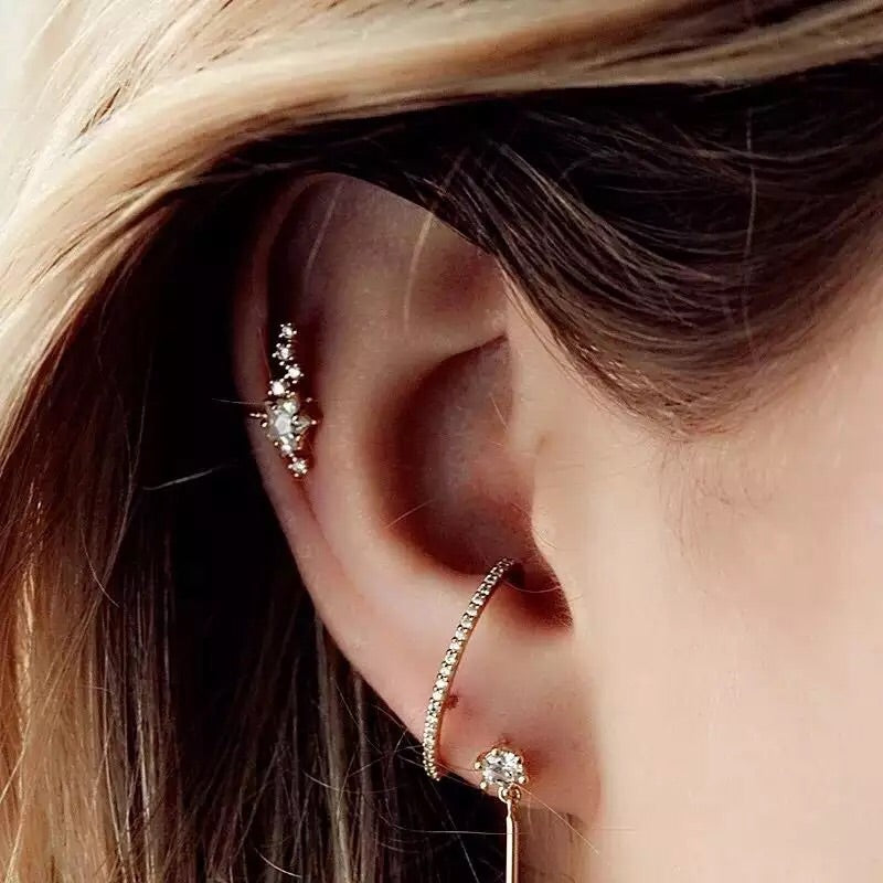 Layla Earlobe Hugger Earrings 925 Sterling Silver - The Songbird Collection 