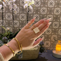 Pearlescent Ivory Square Ring - 7 LEFT! - The Songbird Collection 