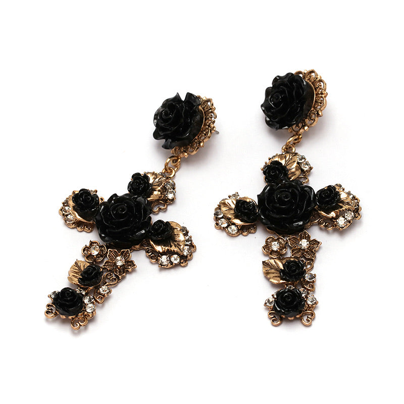 Cruz con Rosas Cross Earrings - LOW STOCK!! - The Songbird Collection 